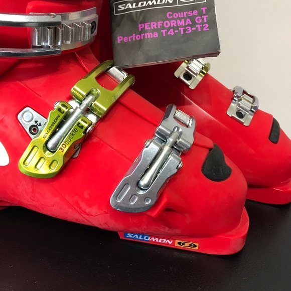 NWT Salomon Course T Snow Ski Boots Flex 41 8 Mens 8 Womens 9 Red 13.5" - Picture 9 of 16